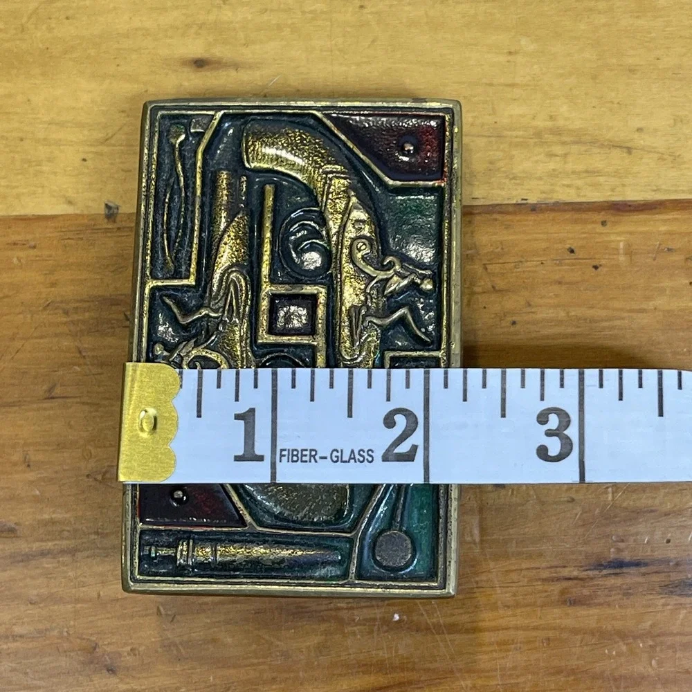 Vintage 1978 BTS Solid Brass‎ Belt Buckle Dueling Pistols Guns USA-Made Western